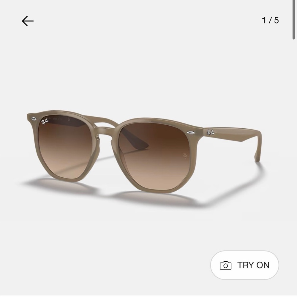 Ray-Ban Beige/Taupe Glossy Frame Sunglasses with Brown Gradient Lenses